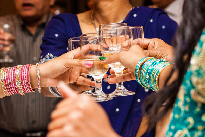 Photograph of drinks at a party